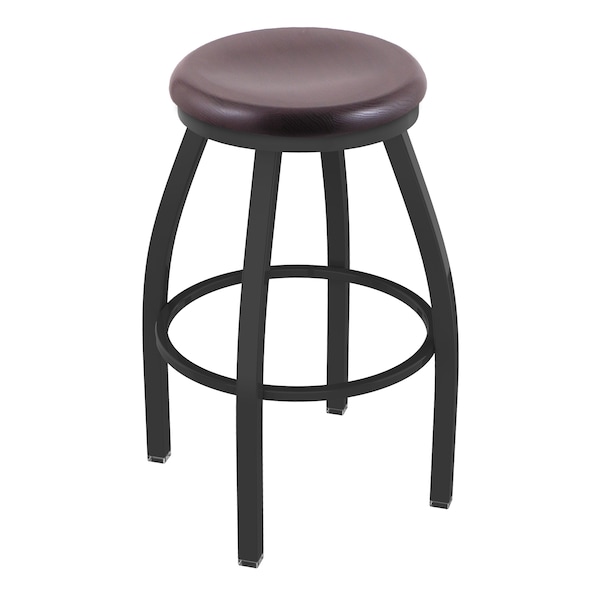 36" Swivel X-Tall Bar Stool, Pewter Finish, Dark Cherry Oak Seat